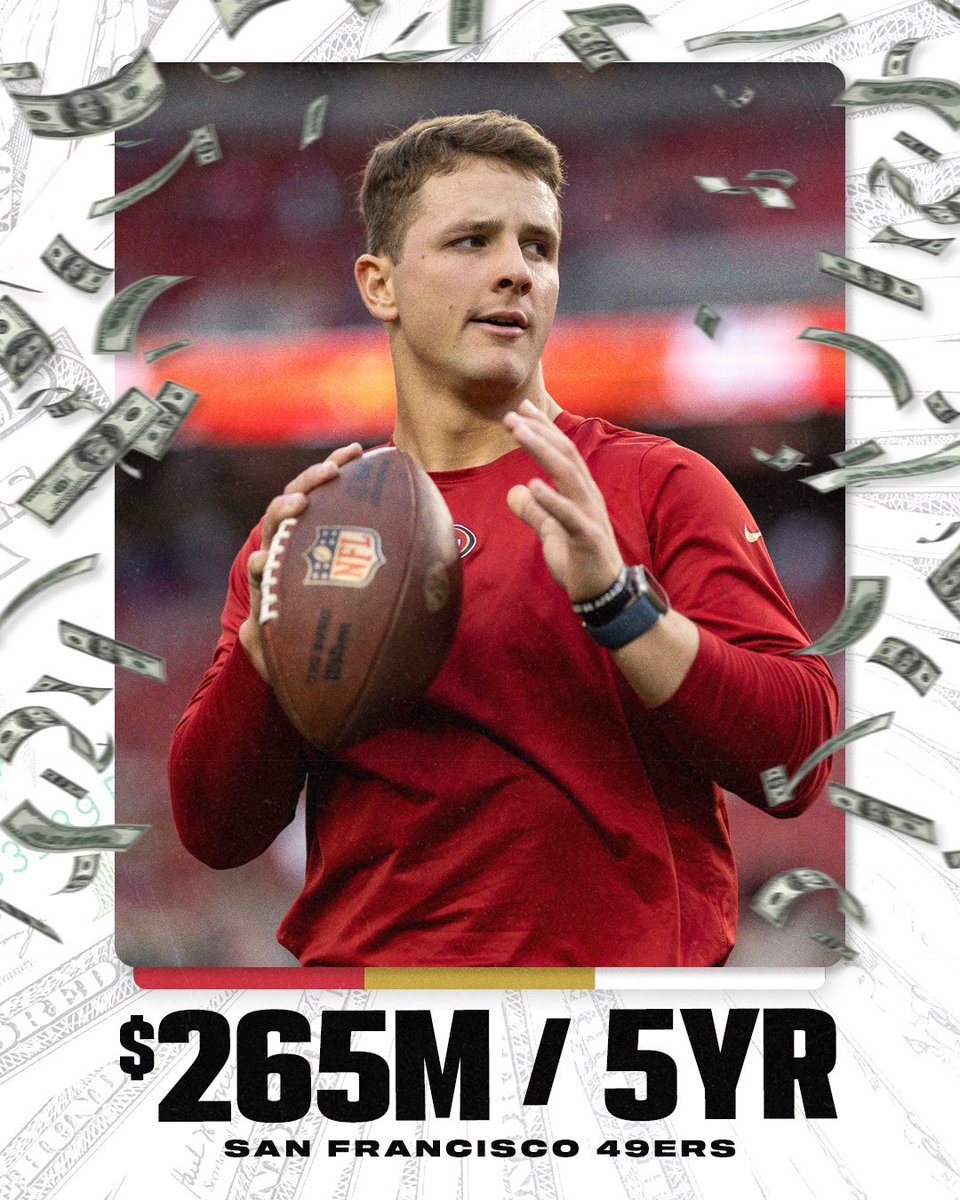 49ers underwent major changes this offseason, moving on from several key players, all with the understanding that they’d soon be paying Brock Purdy a massive contract after having the best bargain in football the past three years.

Now it’s official: Purdy gets five years, $265