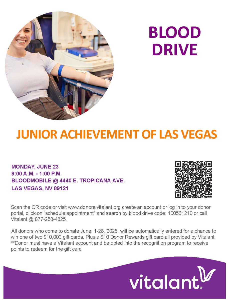 Blood donations drop in summer—but the need doesn’t. 🩸
Join us Monday, June 23 for our blood drive!
All donors are entered to win one of two $20K gift cards!
Register: donors.vitalant.org/dwp/portal/dwa…
Questions? sandy.brodsky@ja