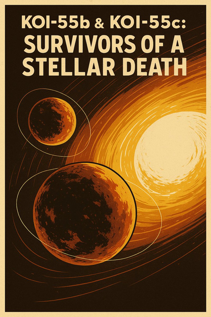 KOI-55b &amp; KOI-55c: Survivors of a Stellar Death 🌟🔥🪐

Orbiting so close to their parent star that they once swam inside its fiery outer layers, KOI-55b and KOI-55c are two of the strangest planets ever found. These small, scorched worlds circle a dying white dwarf star... not