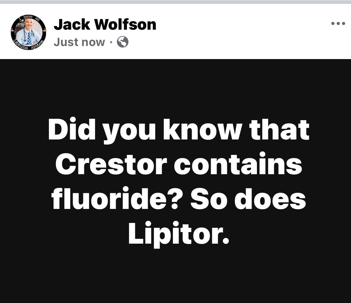 Did you know that Crestor contains fluoride? So does Lipitor