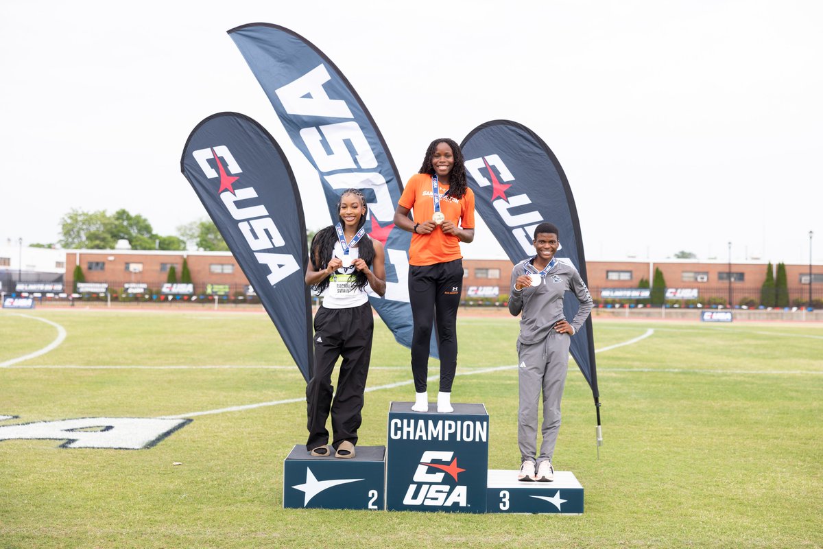 Conference USA (@conferenceusa) on Twitter photo 🏆2025 OTF Women’s Long Jump Champions🏆
🥇Nia Thompson, <a href="/BearkatsTFXC/">Sam Houston T&F/XC</a>
🥈Rachel Swain, <a href="/KSUTrackFieldXC/">Kennesaw State TFXC</a>
🥉Praise Djoma, <a href="/UTEPTrack/">UTEP Track & Field/XC</a>
#NoLimitsOnUs 🏆2025 OTF Women’s Long Jump Champions🏆
🥇Nia Thompson, <a href="/BearkatsTFXC/">Sam Houston T&F/XC</a>
🥈Rachel Swain, <a href="/KSUTrackFieldXC/">Kennesaw State TFXC</a>
🥉Praise Djoma, <a href="/UTEPTrack/">UTEP Track & Field/XC</a>
#NoLimitsOnUs