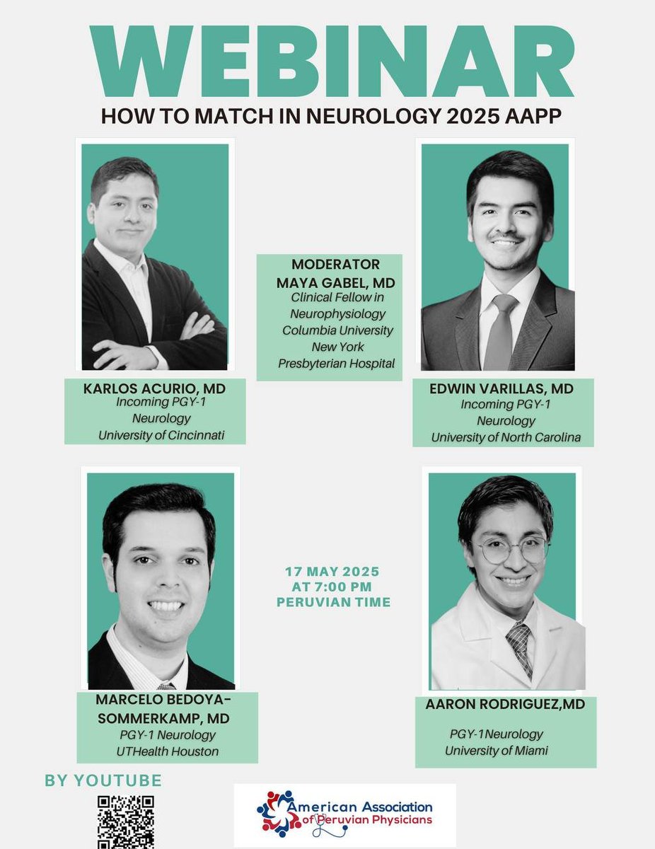 Karlos Acurio-Ortiz M.D (@kacurioortiz) on Twitter photo And the pack keeps growing!🧠
Highly recommend this webinar for Spanish-speaking neuro applicants.
Rare to see this panel—many institutions, unique paths & voices!
Live on YouTube: youtube.com/live/Fdye0itDA…
<a href="/edwinVR13/">Edwin Varillas Reyes M.D.</a> <a href="/AANmember/">American Academy of Neurology</a> <a href="/ProjectImg/">Project IMG ™</a> <a href="/AaronCalienes/">Aaron Rodriguez Calienes</a> <a href="/MayaGabelMD/">Maya Gabel</a> <a href="/Marceloed6/">Marcelo Bedoya-Sommerkamp, MD</a> And the pack keeps growing!🧠
Highly recommend this webinar for Spanish-speaking neuro applicants.
Rare to see this panel—many institutions, unique paths & voices!
Live on YouTube: youtube.com/live/Fdye0itDA…
<a href="/edwinVR13/">Edwin Varillas Reyes M.D.</a> <a href="/AANmember/">American Academy of Neurology</a> <a href="/ProjectImg/">Project IMG ™</a> <a href="/AaronCalienes/">Aaron Rodriguez Calienes</a> <a href="/MayaGabelMD/">Maya Gabel</a> <a href="/Marceloed6/">Marcelo Bedoya-Sommerkamp, MD</a>