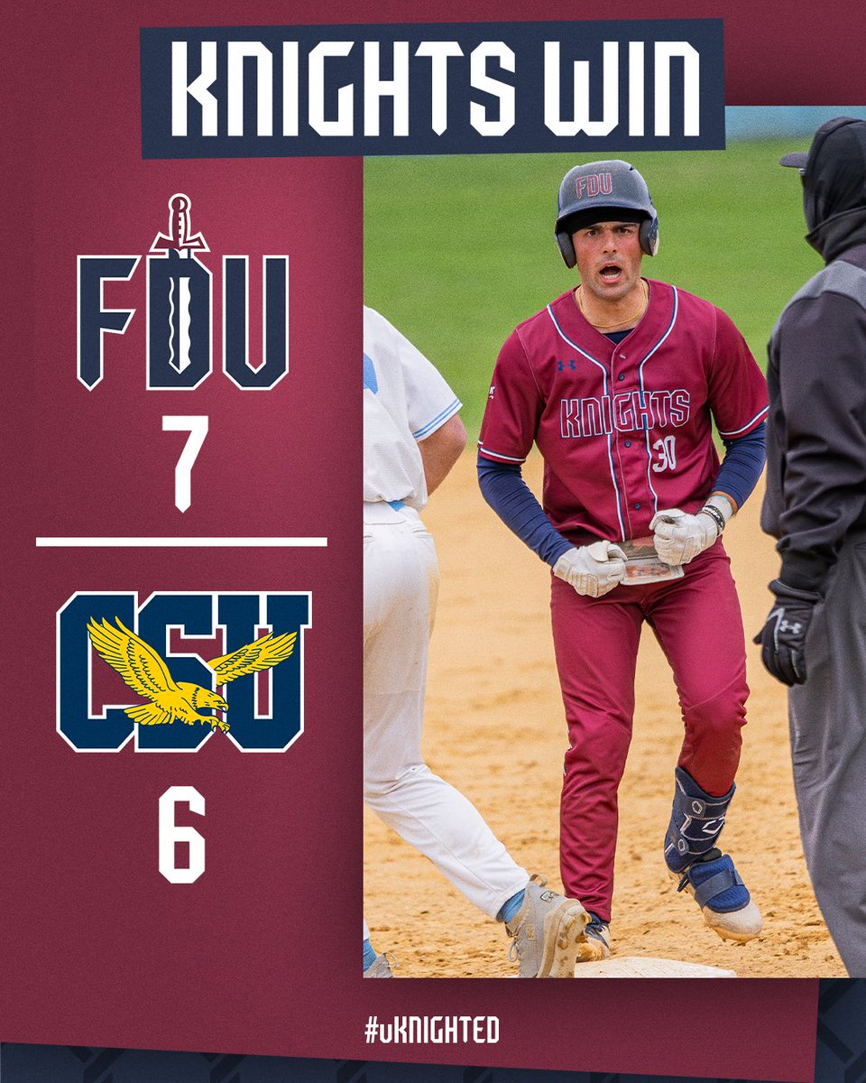 FDUKnightsBase's tweet image. secured the series win 💼
Cheeseman - 5IP, 3K, 3R
Barrett (W) - 2.1IP, 2K, 1R
Chiappetta - 2H, 3RBIs, 1 2B, 1SB
#uKNIGHTED | #AEFT | #WTD