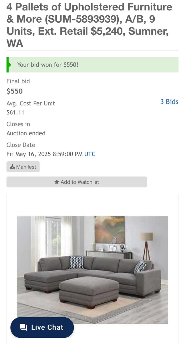 resellerrowe's tweet photo. $550 for $5200 in furniture. 
If I sell at 1/2 price I’ll make $1600 but let’s shoot for $2,000 
Like making money? Follow me here on X and learn from my mistakes and wins 
I share it all 
#yachtlife #Auction #bstock https://t.co/9jVpk4R56v