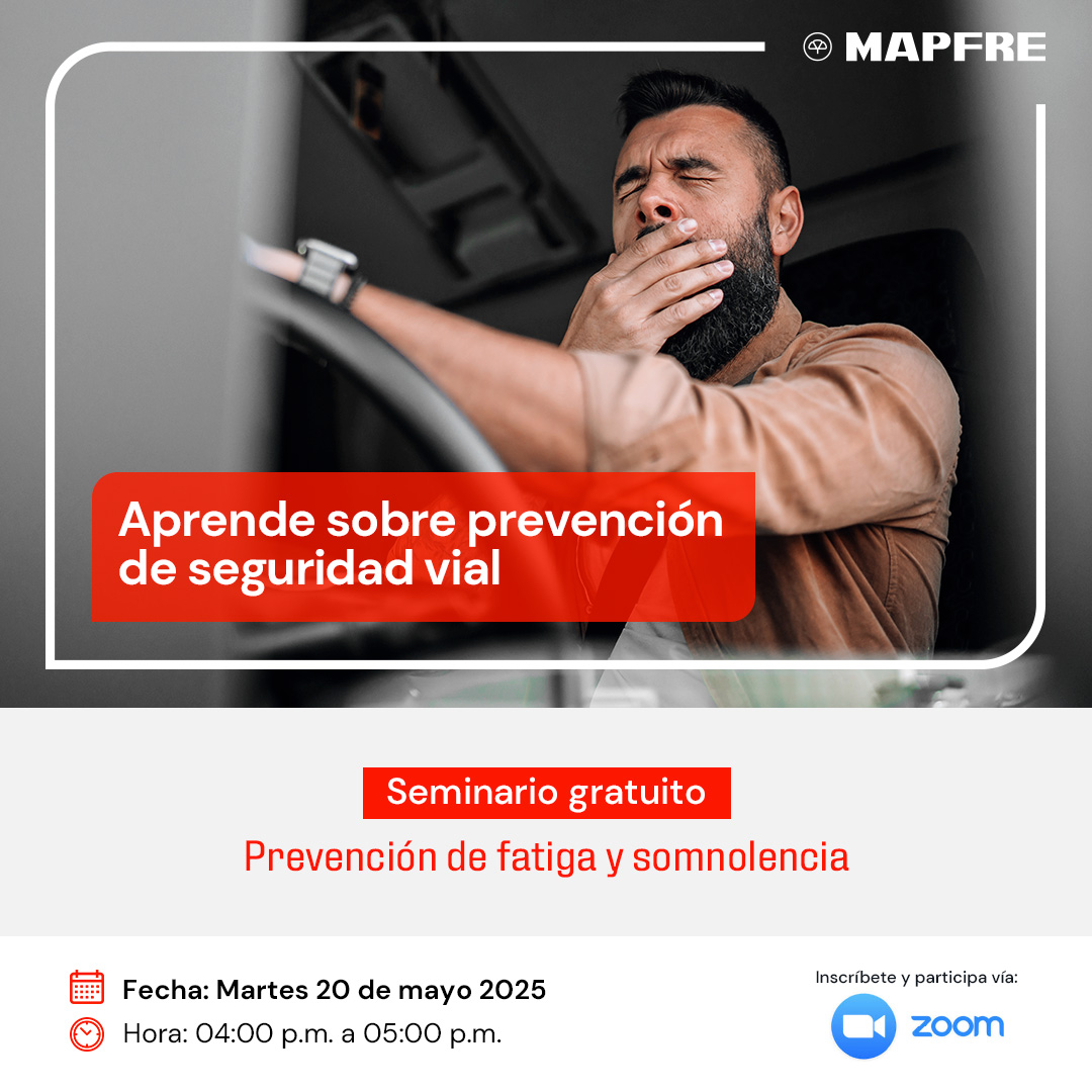 🚗 ¿Sabías que la fatiga y somnolencia afectan tu seguridad en la carretera? Aprende a prevenirlas en nuestro próximo webinar, con herramientas para gestionar el sueño y mejorar el bienestar de los conductores. 📌 ¡Inscríbete! bit.ly/4jNonOp

🗓️ Martes 20
🕓 4:00 p.m.