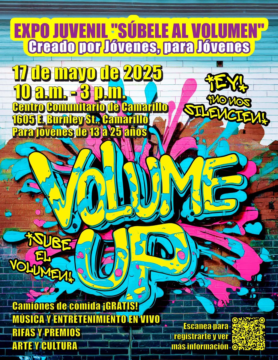 The County of Ventura is hosting their 2nd Annual Youth Volume Up Expo, a youth co-created event designed by youth, for youth—to celebrate youth joy, amplify their voices, and create space for shared learning. Saturday, May 17, from 10 AM – 3 PM at the Camarillo Community Center!