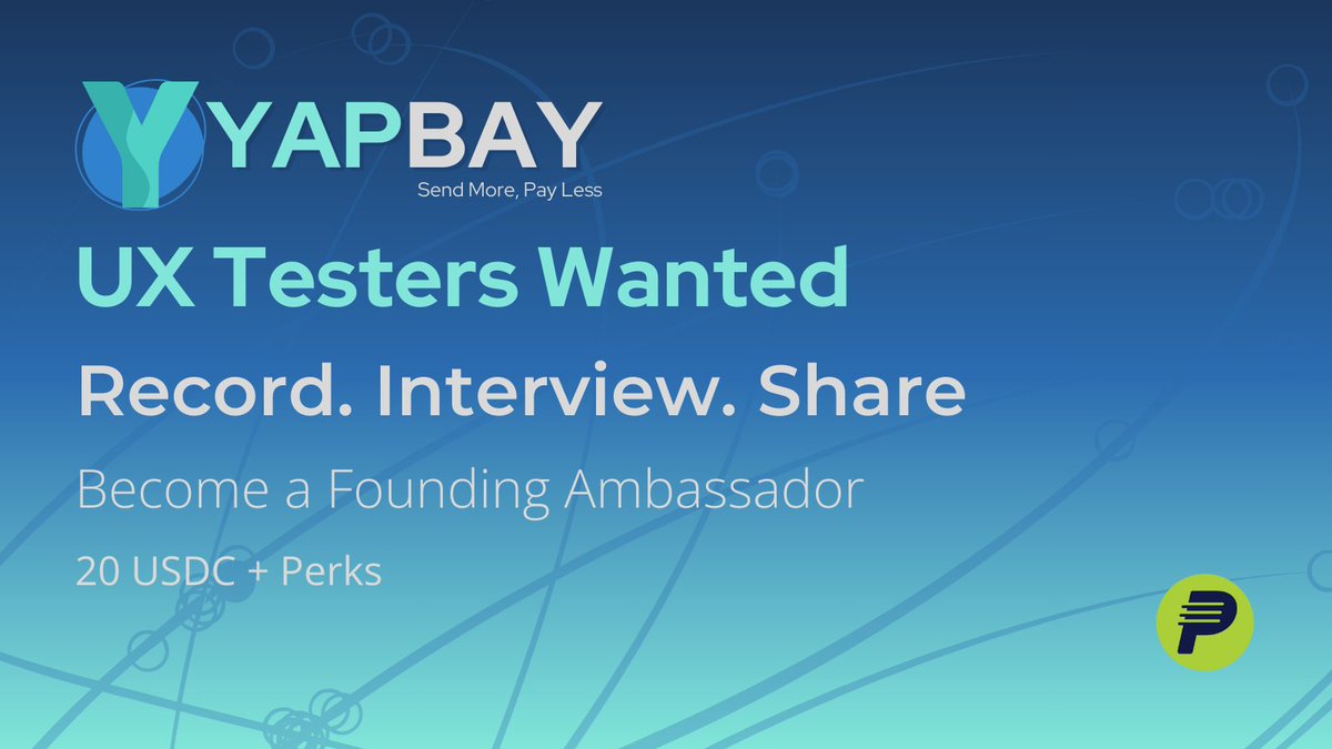 🧪 UX Testers Wanted!

Help shape YapBay – the new Web3 P2P and remittances marketplace on <a href="/Celo/">Celo.eth/acc 🦇 🌳</a>.

🎥 Record. 🎤 Interview. 📢 Share.

💰 Earn $20 + exclusive perks!

🌟 Become a Founding Ambassador.

👉 Join our Telegram community for details.