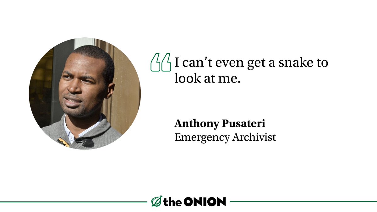 TheOnion's tweet image. Scientists Studying Man Who Let Snakes Bite Him Over 200 Times
theonion.com/scientists-stu…