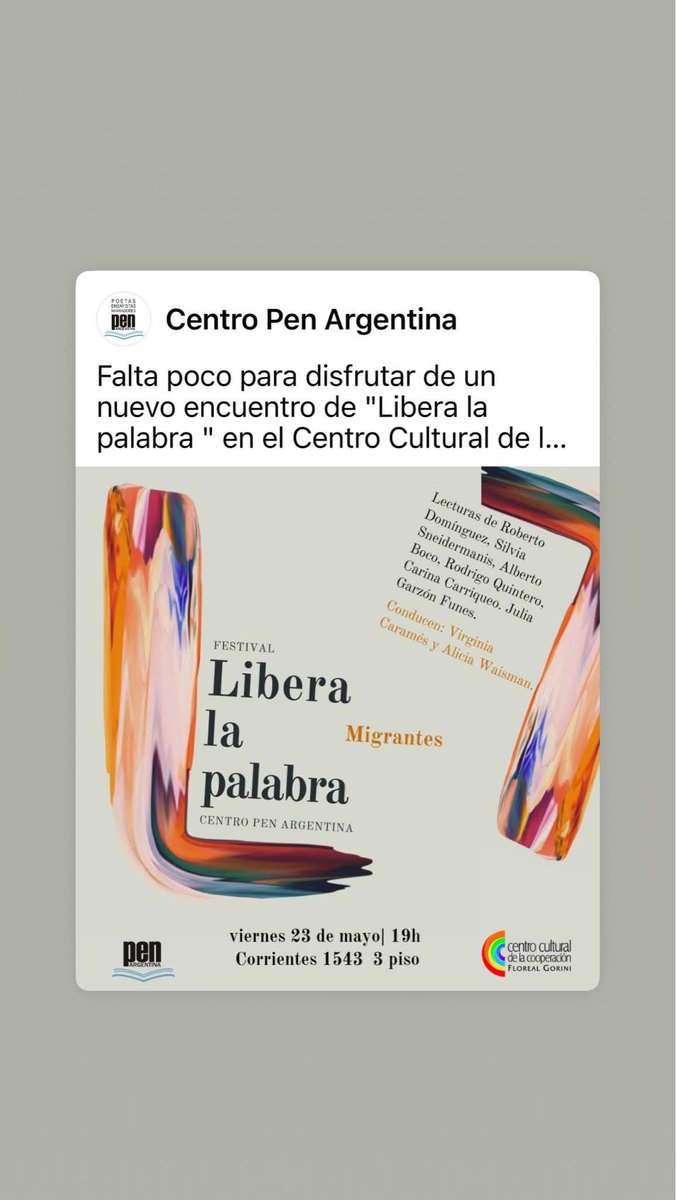 SSneidermanis's tweet photo. Honrada por participar en el evento Libera la Palabra https://t.co/MgbFysvbbz