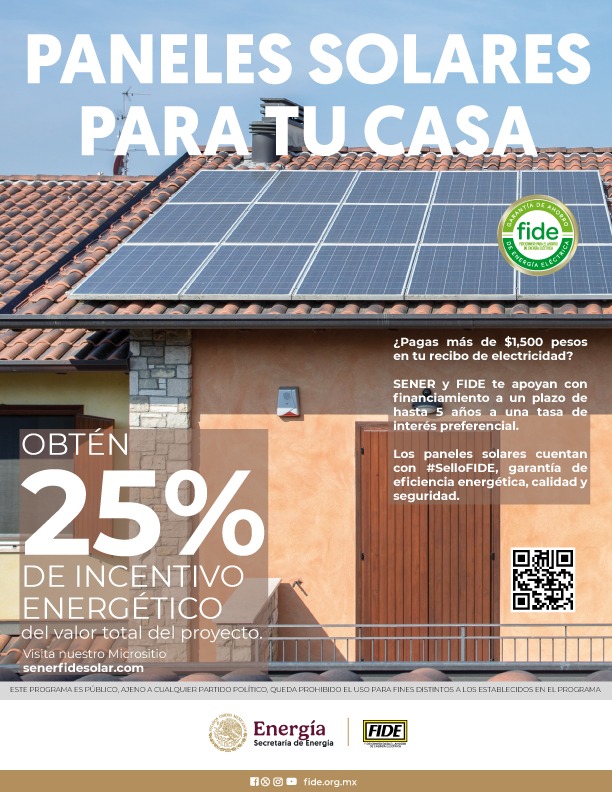 fidemx's tweet photo. ☀️💸 ¡Luz más barata y energía limpia para tu hogar!

El programa “Paneles Solares para tu Casa” ya está disponible en Aguascalientes gracias al trabajo conjunto de Secretaría de Energía , @nafinoficial  y el FIDE.

🎙️ M. Antonio Gutiérrez Perucho, Ingeniero Regional del FIDE, destacó que este programa no solo reduce tu recibo de luz, sino que también impulsa una cultura de responsabilidad ambiental 🌱⚡

📍 ¿Te interesa? Acércate a las oficinas del FIDE: 📌 Calle Francisco I. Madero No. 477, 2º piso, Col. Centro
📞 449 994 2323 | 449 915 0388
🔗 Consulta todos los requisitos y beneficios en 👉 https://t.co/WmgASKWpoP

Vía: El Heraldo de México https://t.co/VntIbqIZiY

#Aguascalientes #AhorroEnergético #PanelesSolares #FIDE #SENER #EnergíaLimpia #HogarSustentable #CFE