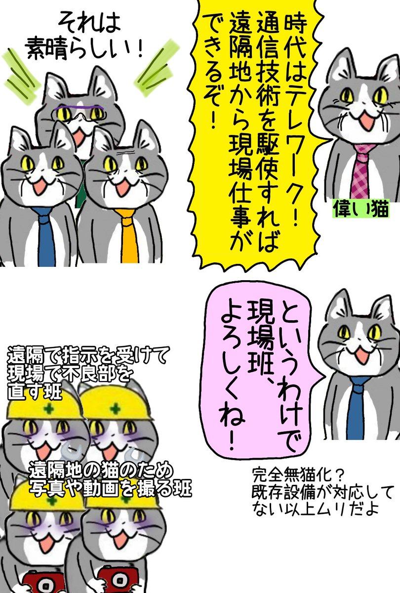 完全テレワークなんて無理だぞ #現場猫 