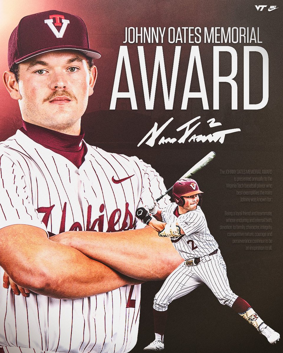 Virginia Tech Baseball (@hokiesbaseball) on Twitter photo ๐๐ค๐ฎ๐๐ก, ๐๐ค๐ช๐ง๐๐๐๐ค๐ช๐จ ๐๐ฃ๐ ๐๐ฃ๐จ๐ฅ๐๐ง๐๐ฃ๐ ๐
<a href="/samtackett2/">Samuel Tackett</a> becomes the ๐๐๐ญ๐ก distinct recipient of our program's Johnny Oates Memorial Award
#Hokies ๐ฆโพ๏ธ ๐๐ค๐ฎ๐๐ก, ๐๐ค๐ช๐ง๐๐๐๐ค๐ช๐จ ๐๐ฃ๐ ๐๐ฃ๐จ๐ฅ๐๐ง๐๐ฃ๐ ๐
<a href="/samtackett2/">Samuel Tackett</a> becomes the ๐๐๐ญ๐ก distinct recipient of our program's Johnny Oates Memorial Award
#Hokies ๐ฆโพ๏ธ