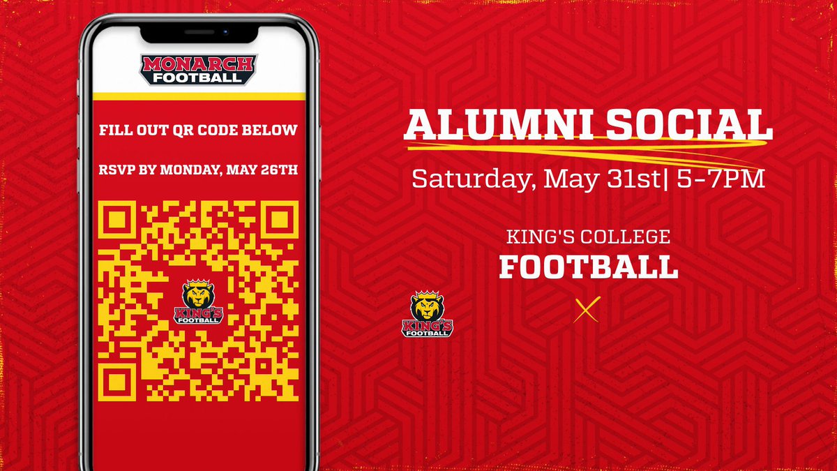 King's Football ๐ (@kingscollegefb) on Twitter photo Our alumni weekend is quickly approaching! We will kick things off at <a href="/senunas_bar/">Senunas' Bar & Grill</a> on Saturday (5/31) at 5pm and follow it up with our golf outing Sunday (6/1) 1:30pm shotgun start! We hope to see many Monarchs back! Our alumni weekend is quickly approaching! We will kick things off at <a href="/senunas_bar/">Senunas' Bar & Grill</a> on Saturday (5/31) at 5pm and follow it up with our golf outing Sunday (6/1) 1:30pm shotgun start! We hope to see many Monarchs back!