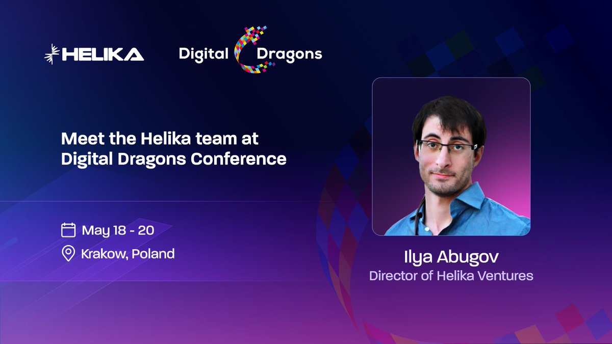 HELIKA (@helikagaming) on Twitter photo Ilya Abugov <a href="/AbugovIlya/">Ilya Abugov - Helika</a>, Director of Helika Ventures, is attending <a href="/Digital_Dragons/">Digital Dragons</a> in Kraków! 🎮🔥
One of Europe’s leading game industry events — and a great chance to connect with ecosystem builders shaping the future of games.
If you're attending and would like to chat, feel Ilya Abugov <a href="/AbugovIlya/">Ilya Abugov - Helika</a>, Director of Helika Ventures, is attending <a href="/Digital_Dragons/">Digital Dragons</a> in Kraków! 🎮🔥
One of Europe’s leading game industry events — and a great chance to connect with ecosystem builders shaping the future of games.
If you're attending and would like to chat, feel
