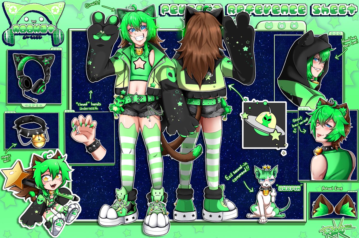 GREETINGS PEEPLINGS‼️💚
It is I, RooKat!! your new feline overlord!!😼✨ Fear not, for your invasion will be swift and painless!! So long as you relinquish all your snacks and cats to me, effective immediately!! 🛸🌌