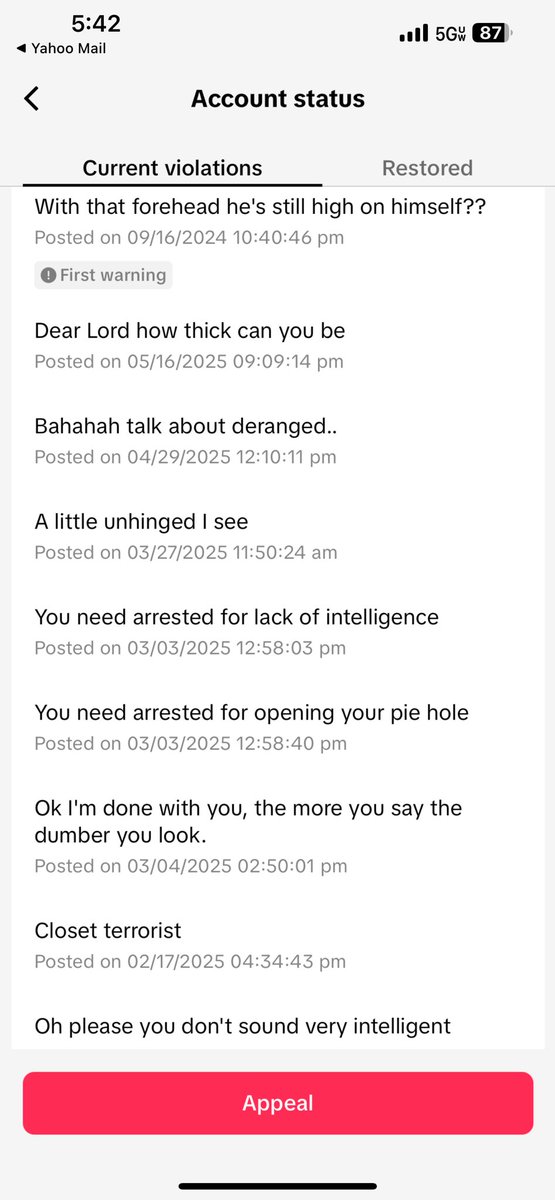 Another conservative account banned on that commie site TikTok. No Americans should be forced to endure such censorship from china