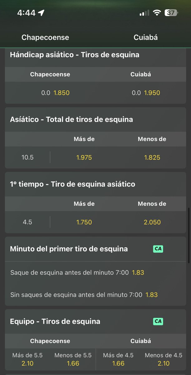 Carlo Pinto🤟🏼 (@carlo_0722) on Twitter photo Les dejo estas opciones para la serie B del #brasilebrasileño
Hay valor en corners 🚩
Si quieren cubrirse, en vivo metan los córner 10.0 asiáticos ( si hacen 10 se anula el pick)
Personalmente seguiré en vivo primera mitad para agarrar mejor momio.
Respaldado por <a href="/FStats_/">Football Stats</a> Les dejo estas opciones para la serie B del #brasilebrasileño
Hay valor en corners 🚩
Si quieren cubrirse, en vivo metan los córner 10.0 asiáticos ( si hacen 10 se anula el pick)
Personalmente seguiré en vivo primera mitad para agarrar mejor momio.
Respaldado por <a href="/FStats_/">Football Stats</a>