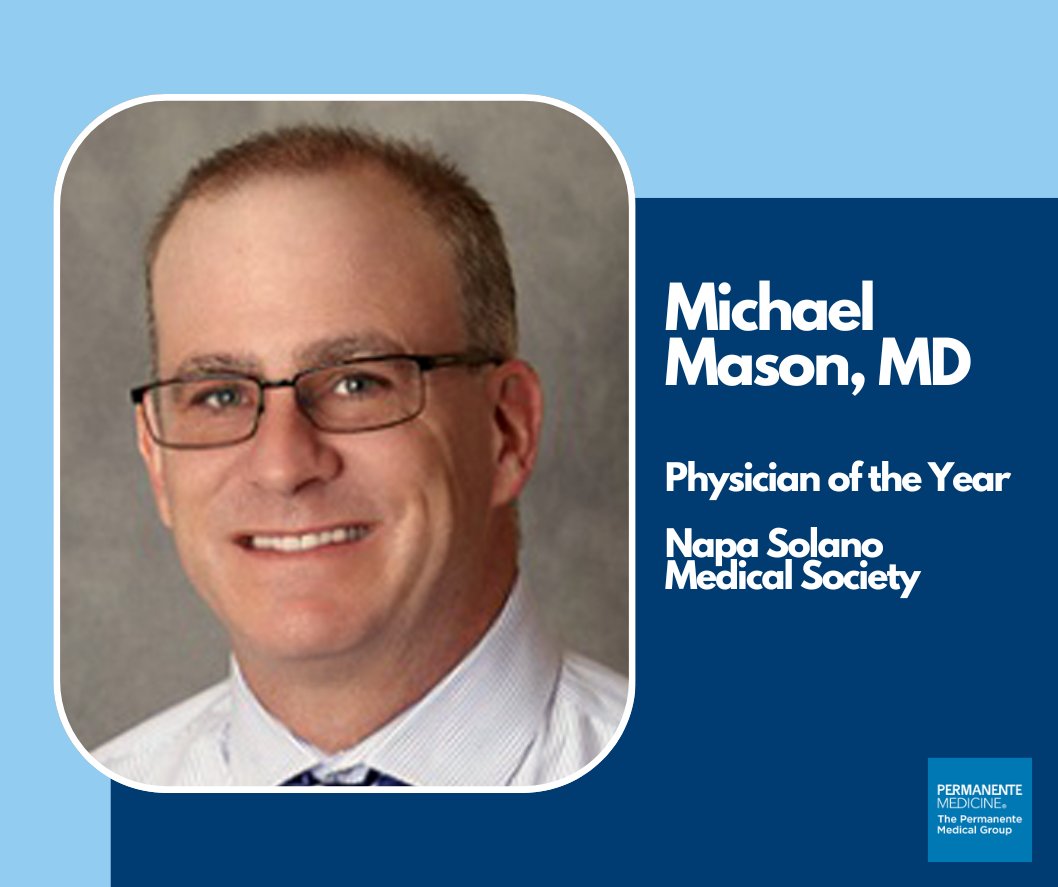 Congratulations  to Dr. Michael Mason for being recognized as the Physican of the Year by the Napa Solano Medical Society. Dr. Mason represents thousands of TPMG physicians who help lead world-class care in Northern California. Visit northerncalifornia.permanente.org to apply. #WeAreTPMG