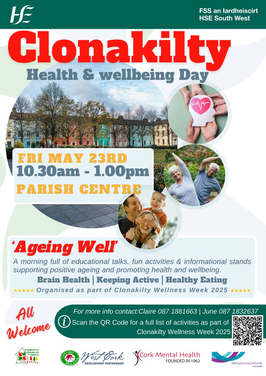 #ClonakiltyWellnessWeek returns from 19th to 24th May inclusive. 
Lots of free activities to promote wellness &amp; selfcare, including yoga,  meditation, walks, workshops &amp; more. 
#wellnessweek #selfcare #healthandwellbeing #meditation #yoga #walking #bystanderintervention