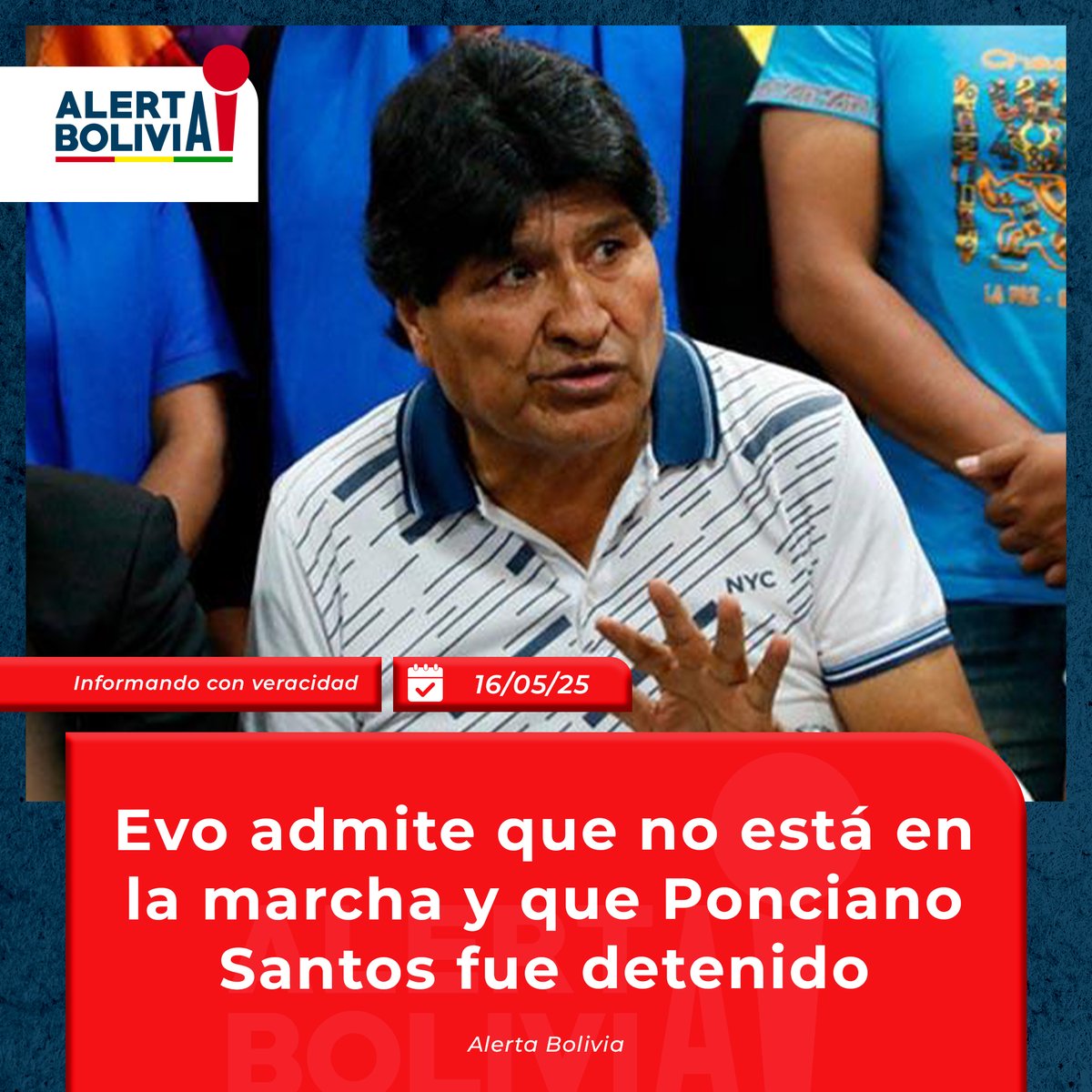 AlertBolOnline's tweet image. 🚨Alerta Bolivia
#Política

🚨 Evo confirma que no estuvo en la marcha y habla de la detención de Ponciano Santos 😮🪧📢

Lee la nota alertabolivia.online/?p=5786

#EvoMorales #TSE2025 #LaPaz #CSUTCB #DDHH #Bolivia
