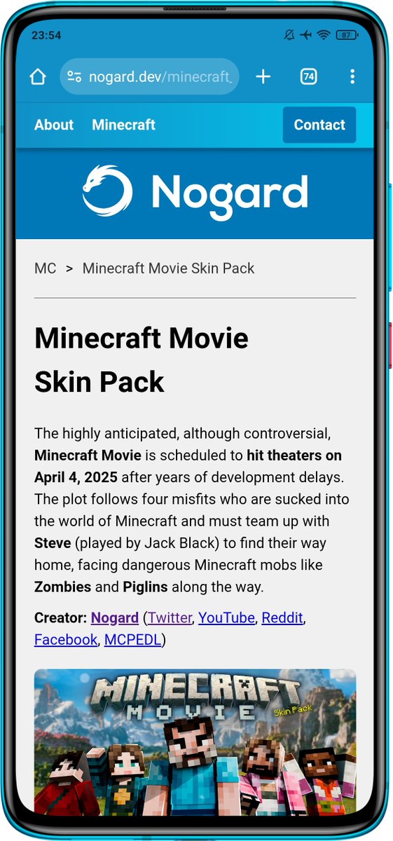 Today is the anniversary of my website: nogard.dev! I've been quietly tweaking it and experimenting with the results. I've also been thinking, where I want to take it.

Also, the Minecraft Movie Skin Pack has officially passed 100,000 downloads! 🥳