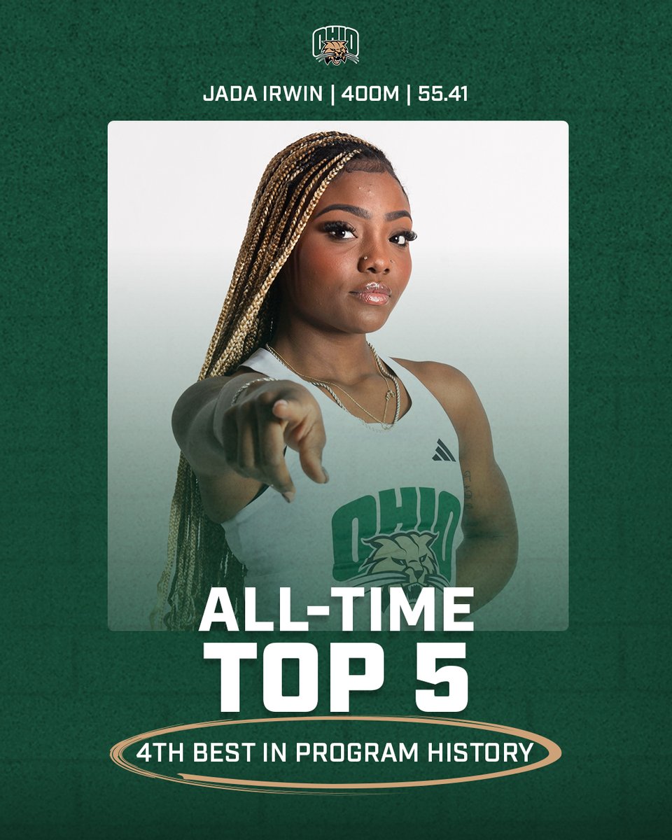 TOP 5 TIME qualifies Jada Irwin for the women's 400m FINALS 😺

Irwin recorded the fourth fastest outdoor time in program history and a new PR of 55.41!

#OUohyeah