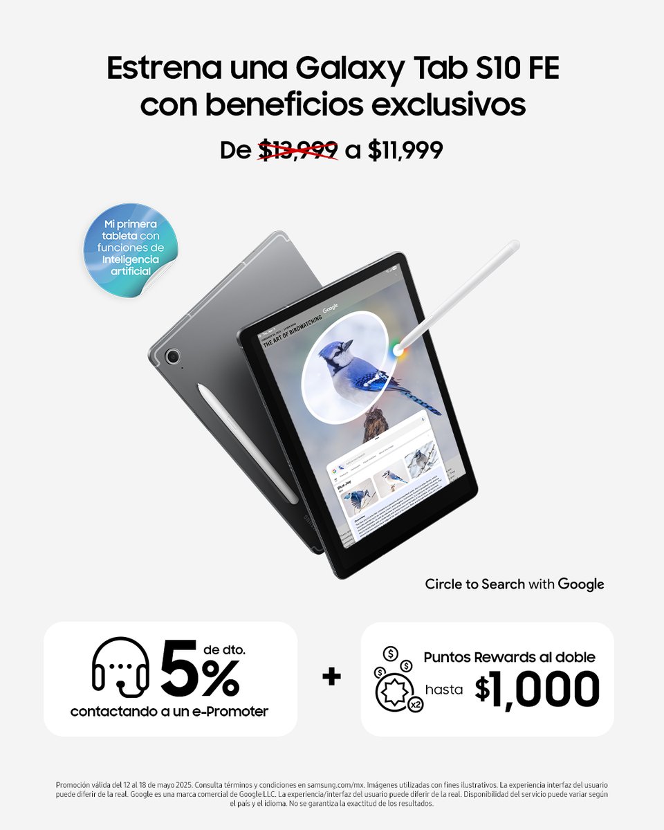 Lleva tu productividad al siguiente nivel con #GalaxyTabS10 FE y sus funciones de inteligencia artificial.

¡No dejes pasar esta oferta por tiempo limitado!

Compra ahora: bit.ly/3EUYWLz