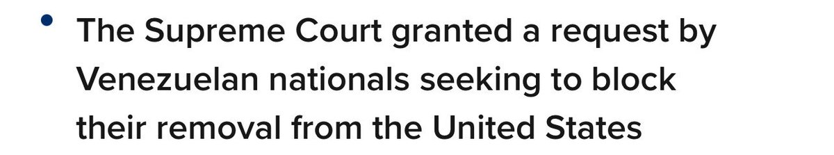 The Supreme Court has decided that members of the Tren de Aragua gang, who are well known for: 

- Arms trafficking
- Drug trafficking 
- Human trafficking 
- Kidnapping for ransom
- Rape
- Murder

And more… cannot be deported without being given more notice than 24 hours. 

The