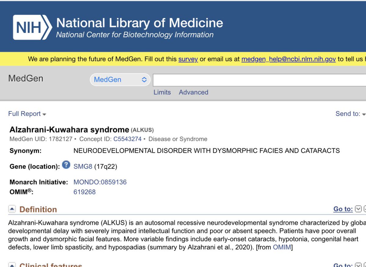 لأول مرة اعرف أنه في متلازمة اسمها 
متلازمة “الزهراني -كوهارا “سُميت على اسماء مكتشفيها..ابحثوا عنها🧬✨

Alzahrani-Kuwahara syndrome