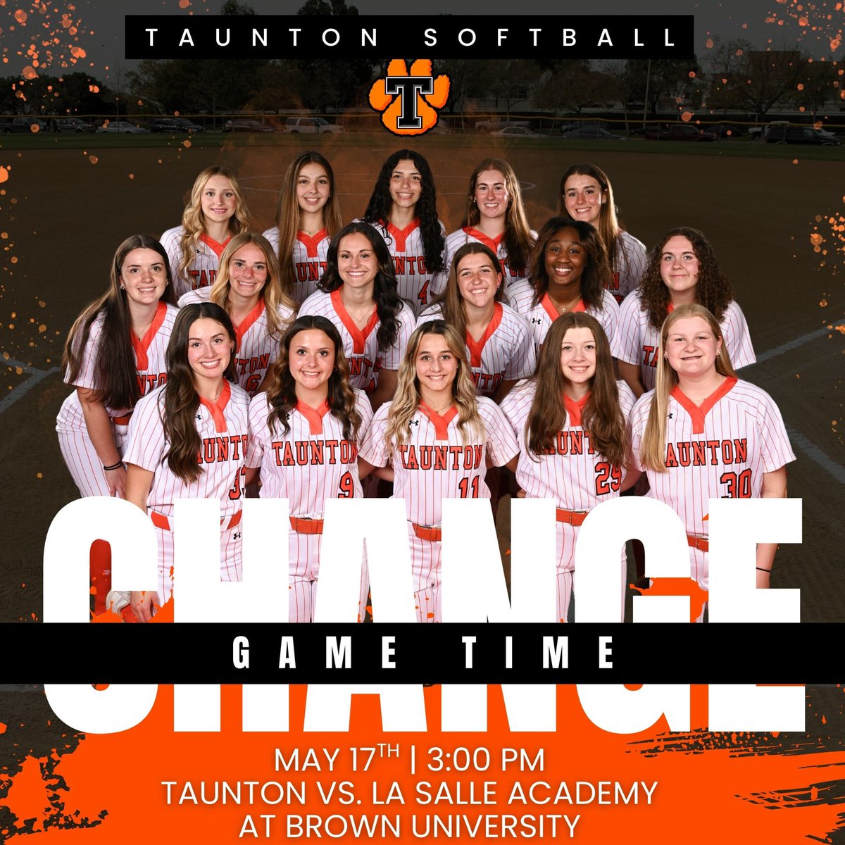 THS Softball (@tauntonsoftball) on Twitter photo 🚨🚨Time changed to 3:00pm for our 5/17 game vs LaSalle <a href="/BrownUniversity/">Brown University</a> .
<a href="/CamMerritt_News/">Cameron Merritt</a> <a href="/THSstrength/">THS Weight Room</a> <a href="/thstvstudio/">THS TV Studio</a> <a href="/meg_kirby/">Meg Kirby</a> <a href="/THSCoachFox/">Michael Fox</a>
<a href="/Taunton_Schools/">Taunton Public Schools</a> 🚨🚨Time changed to 3:00pm for our 5/17 game vs LaSalle <a href="/BrownUniversity/">Brown University</a> .
<a href="/CamMerritt_News/">Cameron Merritt</a> <a href="/THSstrength/">THS Weight Room</a> <a href="/thstvstudio/">THS TV Studio</a> <a href="/meg_kirby/">Meg Kirby</a> <a href="/THSCoachFox/">Michael Fox</a>
<a href="/Taunton_Schools/">Taunton Public Schools</a>
