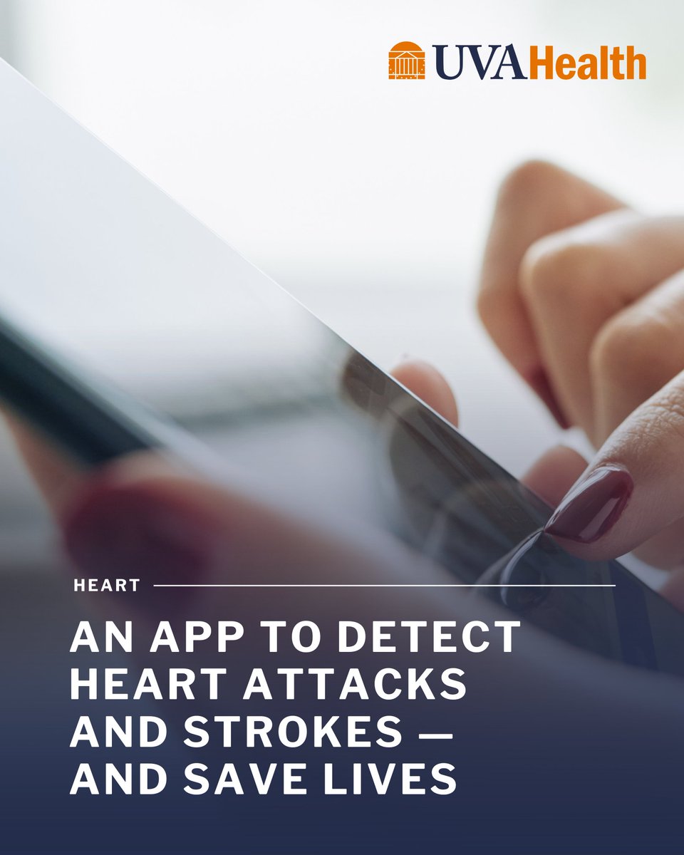 A potentially lifesaving new smartphone app developed by #UVAHealth and other leading institutions can help people determine if they are suffering heart attacks or strokes and should seek medical attention.

📱 Learn more: bit.ly/4ksIG3r