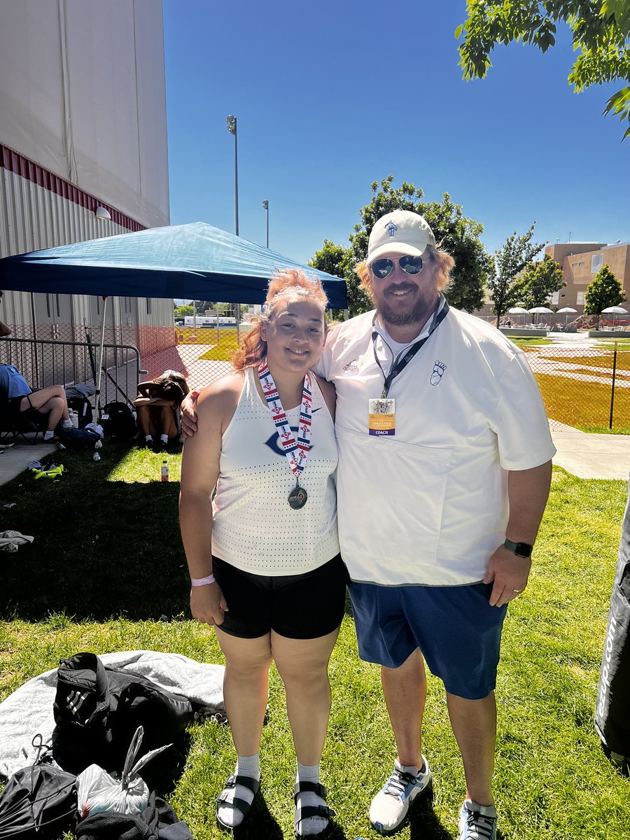 Second place in discus!!! Huge day for Atria! The reigning shot champion looks to defend her title tomorrow! #carlsbadthrows #CVE
