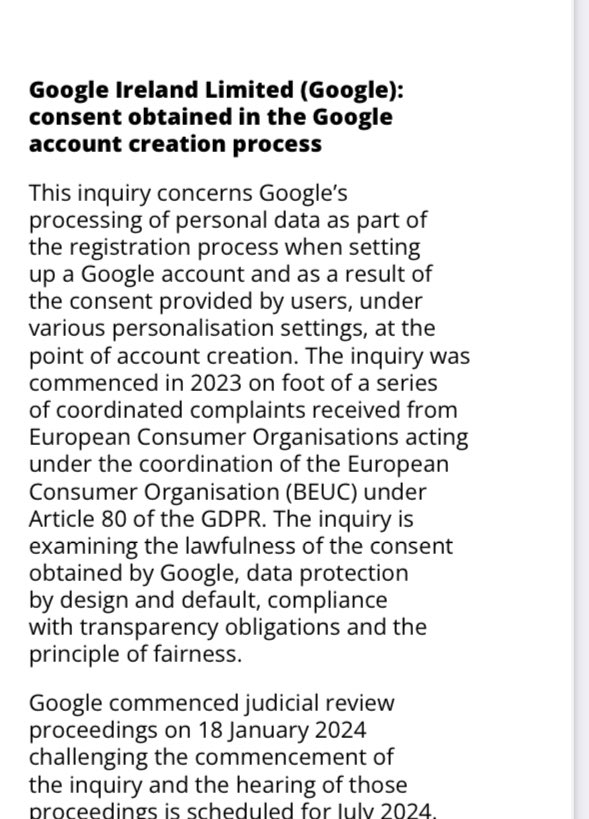 montezumachavez's tweet image. Berlin Court decision in case Federation of German Consumer Organisations (vzbv) - and- Google (Google account registration ). See lnkd.in/d4GYRSXB.

Unofficial translation: 

For information about the same case before DPC, please see the image below:

Credits: Aasma