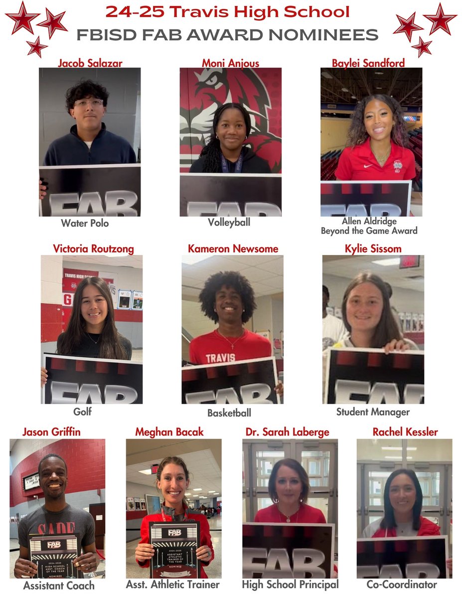 CONGRATULATIONS!! 
2024-2025 FBISD FAB Award Nominees!