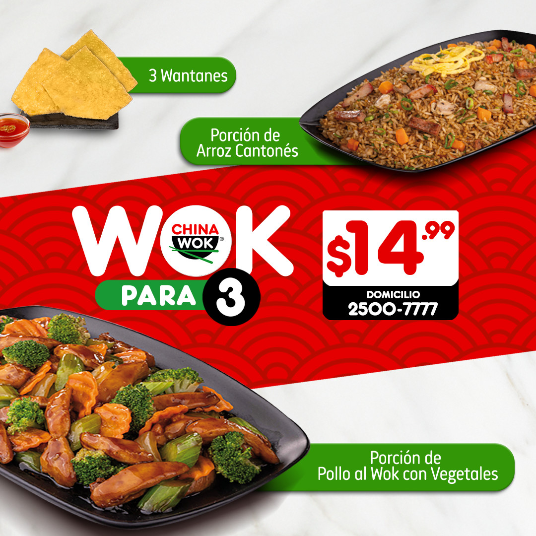 🥡 Tres veces más sabor, directo hasta donde estés.
Pedí tu Wok Para 3 de Pollo al 2500-7777 y disfrútalo en casa.
🔥 Porque comer bien se siente bien… sobre todo cuando se comparte.