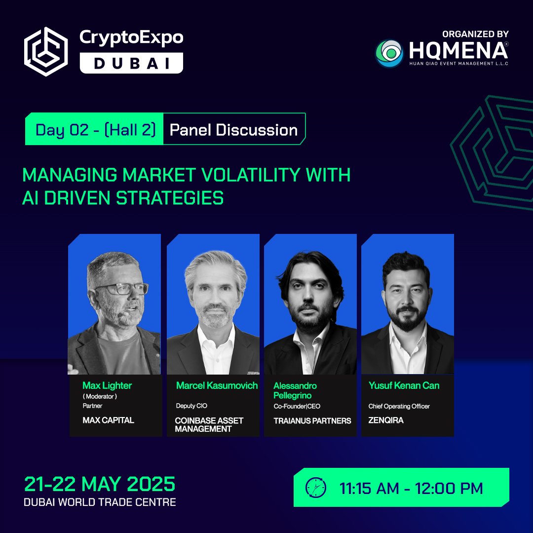 We’re proud to announce that our COO, <a href="/yusufkenancan33/">Yusuf Kenan Can</a> , will be speaking at <a href="/TheCryptoExpo/">Crypto Expo</a> 2025 alongside leaders from <a href="/CoinbaseAssets/">Coinbase Assets 🛡️</a> Management, Max Capital, and Traianus Partners.

Panel: Managing Market Volatility with AI Driven Strategies
Date: May 22 | Time: 11:15 AM –