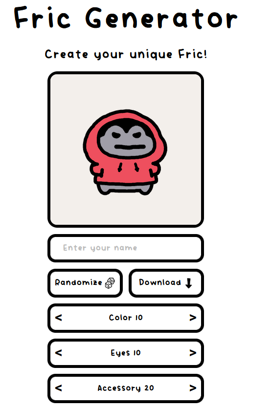 The $fric is so good with:
-the IP owned by the artist instagram.com/dric/ 
-hence the originality
-fric pfp generator fricofficial.xyz
-huge web 2 audience

and the team is planning on (undisclosed) stuff to attract the web 2 audience to the token.

Join $fric now!