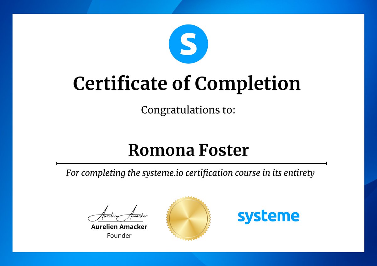 ✅ Just got certified in Systeme .io!

Funnels, automation, emails, and digital product delivery—all in one platform.

Click the link to schedule a free 15-minute consultation with me ⬇️ live.vcita.com/site/romonafos…

#systemeio #marketingautomation #salesfunnels #ebookdelivery