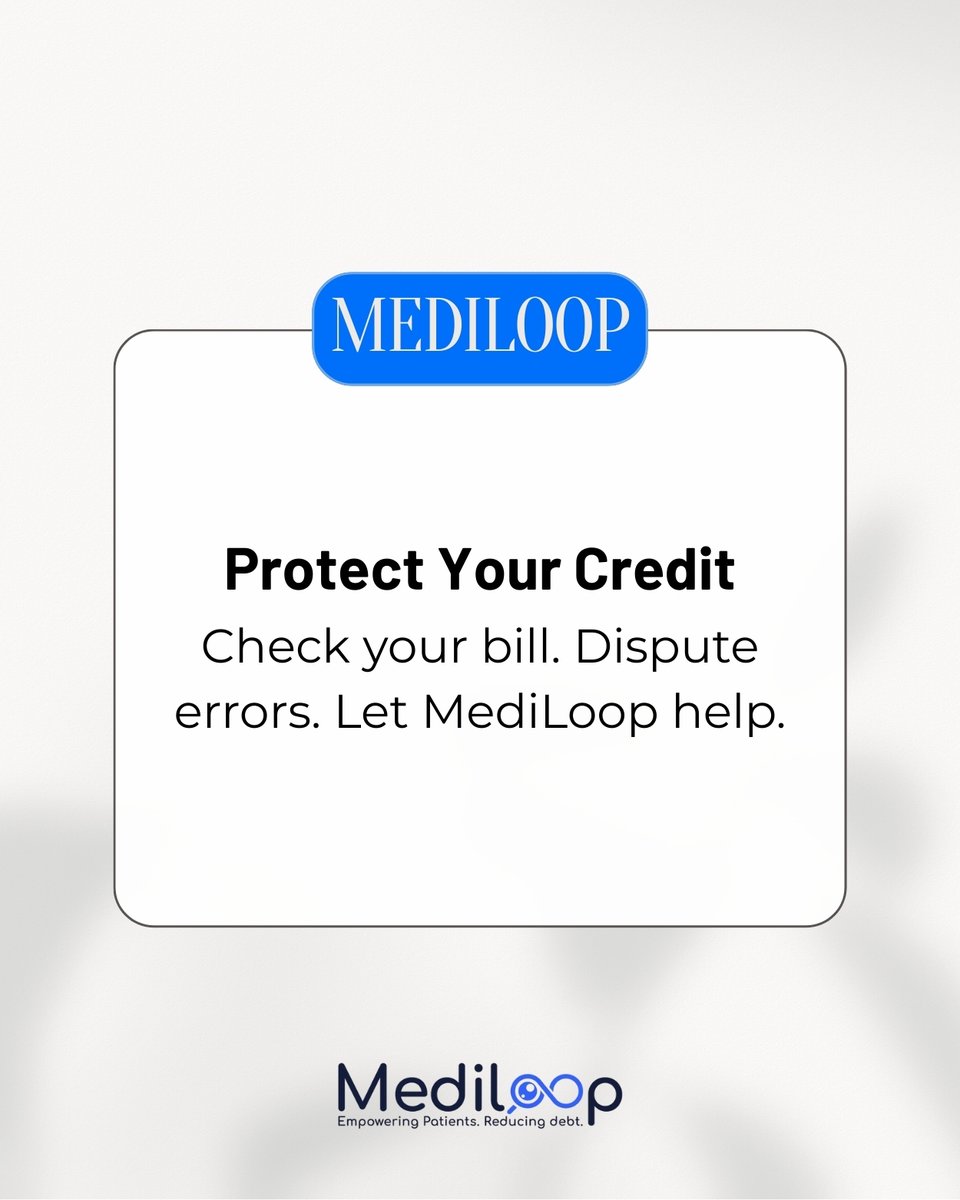 medi_loop's tweet image. A wrong bill today = bad credit tomorrow.
You deserve accuracy and peace of mind.

#CreditImpact #BillingAndCredit #ProtectYourScore #PatientFinance #MediLoop