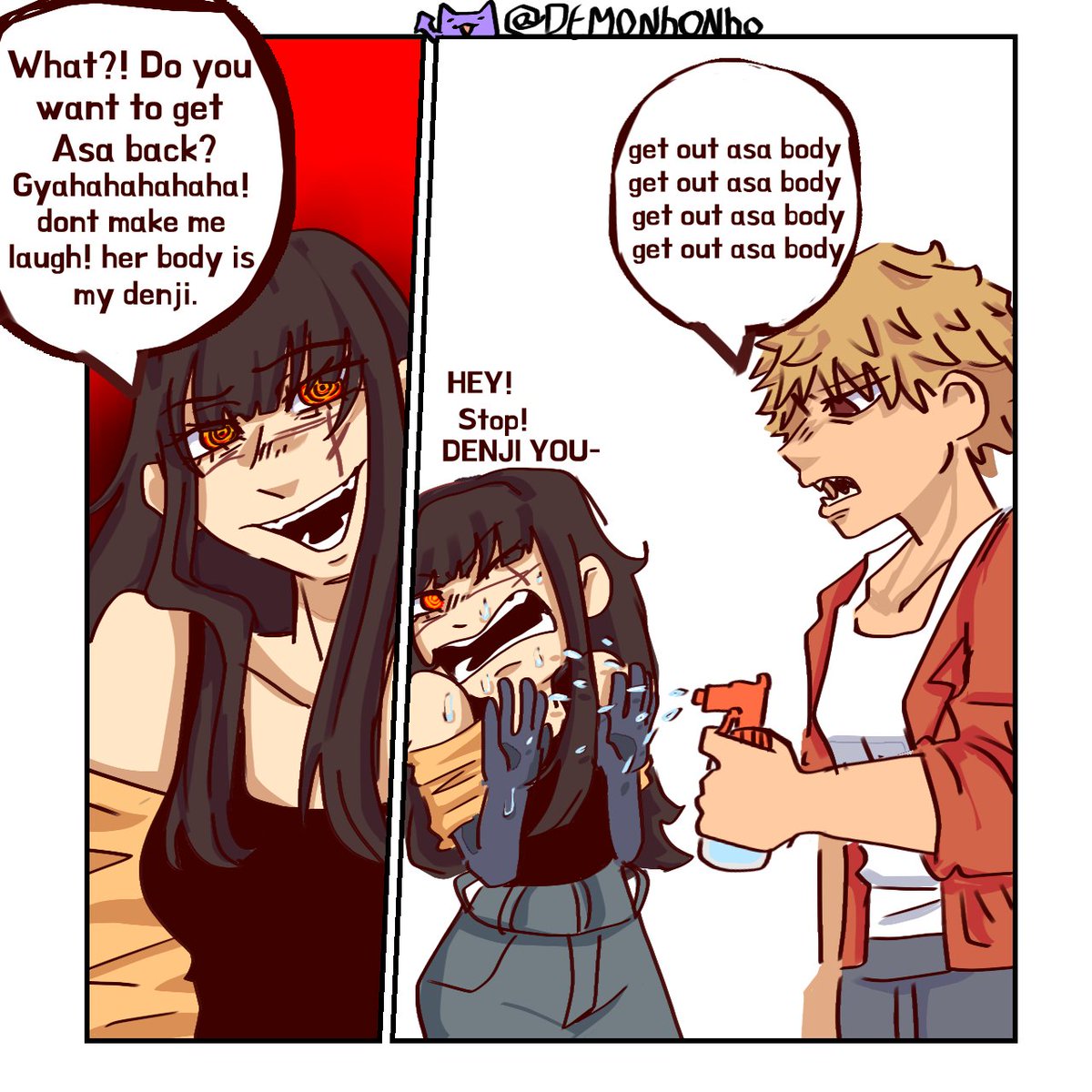 Demonhonho's tweet photo. This is how you get away yoru #yiru #denji https://t.co/uLga9unwmI
