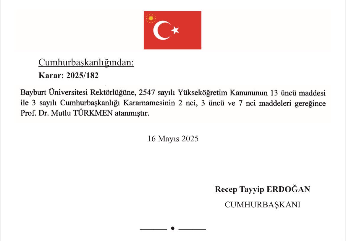 “Ey mülkün gerçek sahibi olan Allahım! Mülkü dilediğine verirsin, dilediğinden çekip alırsın. Dilediğini yüceltirsin, dilediğini de alçaltırsın. Her türlü iyilik senin elindedir. Hiç kuşku yok Sen her şeye kādirsin.” (Âl-i İmrân Suresi - 26. Ayet)

Cumhurbaşkanımız Sayın Recep