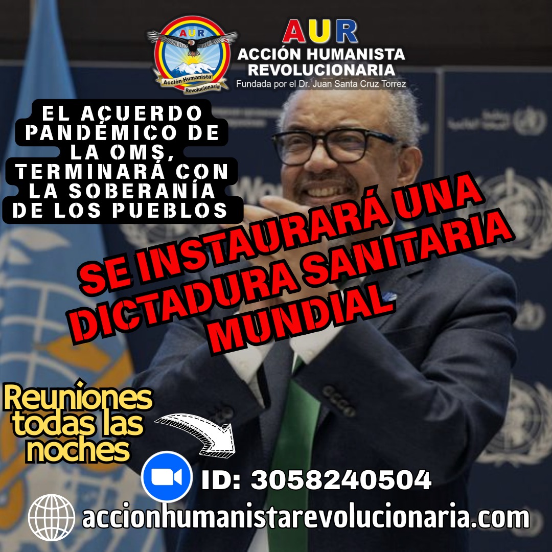 GuerreraHumana's tweet photo. 19 - 27 DE MAYO PRETENDE FIRMARSE "EL ACUERDO" DE TIRANÍA MUNDIAL
 El Acuerdo de Pandemias de la #OMS OTORGA control absoluto sobre las naciones.
#RevolucionHumanista ya!
#Playo #PistaOscura
#StopOMS #Guima
#saprissa #Stoptratadopandemico 

 📍Zoom 3058240504 todas las   noches. https://t.co/Fde1apKy7a