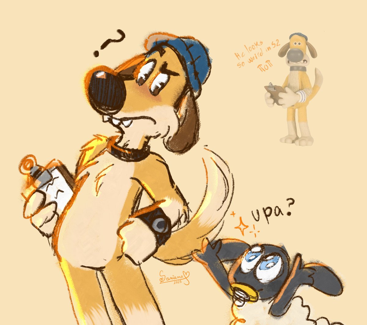 soniana_draws's tweet image. Also doodle of how I'd draw S2!Bitzer nowadays. Did you know he and Timmy didn't interact properly until later seasons? 🐑🐶

#shaunthesheep #aardman
