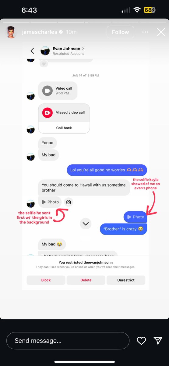 ItsMalcolmYT's tweet image. James Charles response to Kayla Malecc’s videos finally showing some conversations between him and Evan Johnson.
Yeah this ain’t it chief 💀💀💀💀 lmao