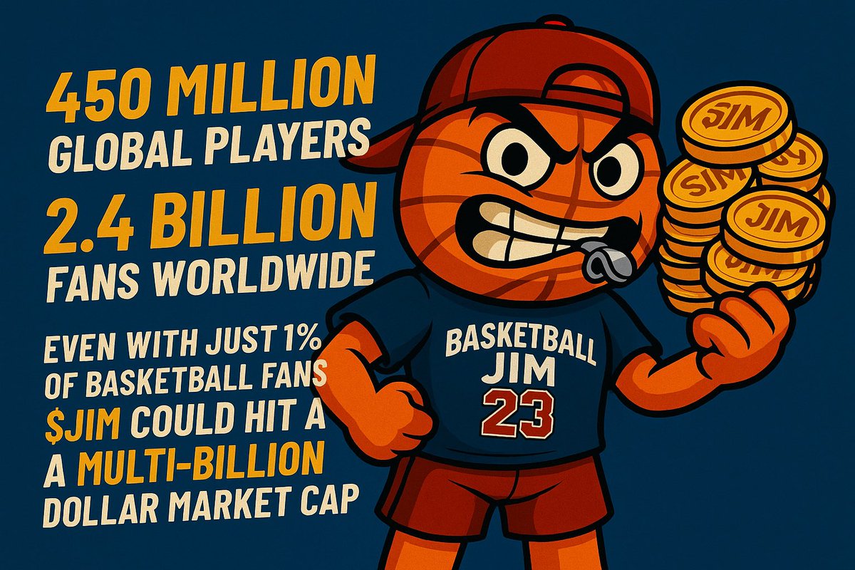 PEBasketballJim's tweet photo. Over 450M people play basketball worldwide.
Over 2.5B fans globally.
But 99% of basketball activity isnβt monetized.
Even just 1% of fans engaging with $JIM Coin = multi-billion dollar potential.
This is bigger than just a game.
#BasketballJim #CryptoHoops #Web3Sports #Solana https://t.co/YGRhgBkICE