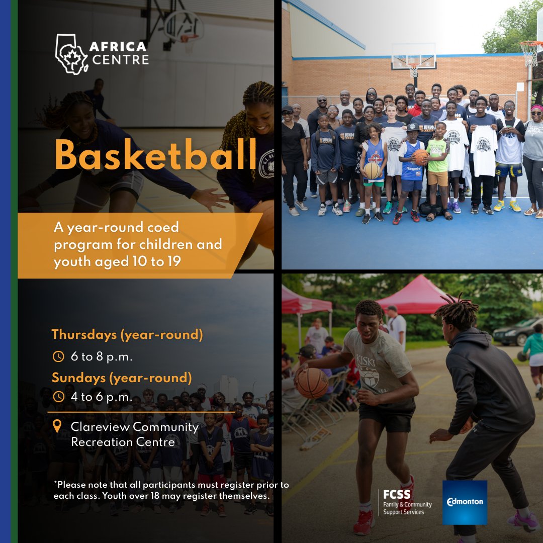 Calling all girls aged eight to 17 years! Join Africa Centre, in collaboration with the City of Edmonton, for an all-girls basketball program designed to build skills on and off the court. Learn the game, build confidence and grow leadership skills with the support of experienced