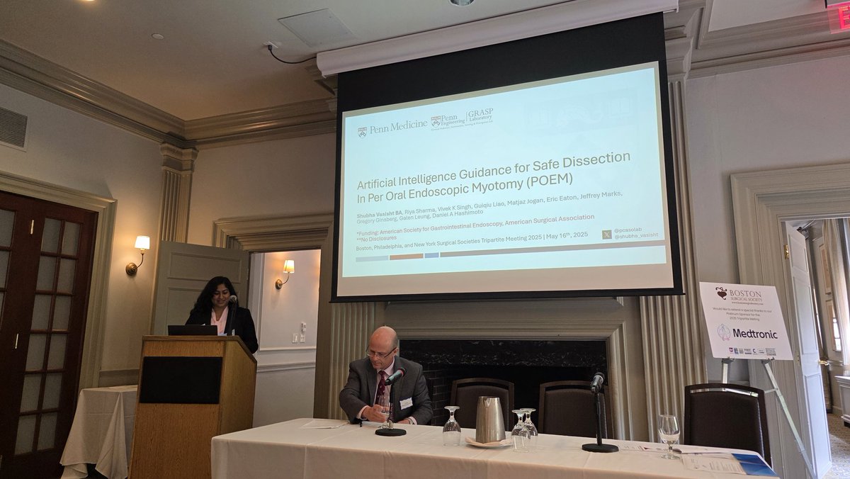 Dan Hashimoto, MD MS FACS (@laparoscopes) on Twitter photo Great job by <a href="/pennsurgery/">PennSurgery</a> <a href="/PCASOLab/">PCASO Laboratory</a> Harrison scholar in representing Phila Academy of Surgery at the Tripartite Surgical Meeting w/ her research on #AI for POEM.
Great questions by <a href="/BostonSurgical/">BostonSurgicalSociety</a> discussant <a href="/bratogram/">Gabriel Brat</a> <a href="/BIDMCSurgery/">BIDMC Department of Surgery</a> Great job by <a href="/pennsurgery/">PennSurgery</a> <a href="/PCASOLab/">PCASO Laboratory</a> Harrison scholar in representing Phila Academy of Surgery at the Tripartite Surgical Meeting w/ her research on #AI for POEM.
Great questions by <a href="/BostonSurgical/">BostonSurgicalSociety</a> discussant <a href="/bratogram/">Gabriel Brat</a> <a href="/BIDMCSurgery/">BIDMC Department of Surgery</a>