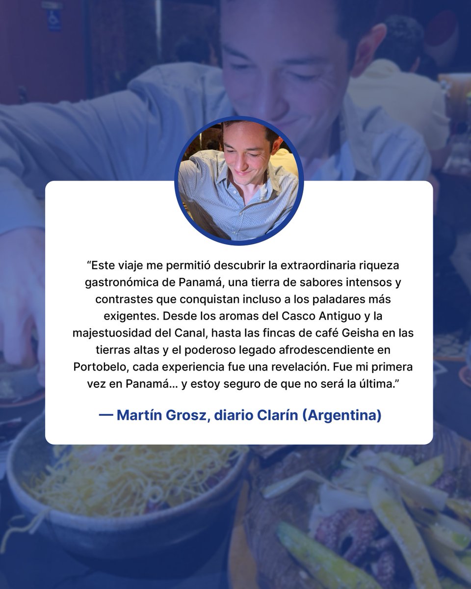 promtur_panama's tweet image. 🇵🇦 “Fue mi primera vez en Panamá, y no será la última”.
Martín Grosz, de @clarincom, recorrió el país en una travesía gastronómica desde el Casco Antiguo hasta Chiriquí y Portobelo.
Panamá se consolida como destino culinario 🌎🍽️
#VisitPanama #Clarín