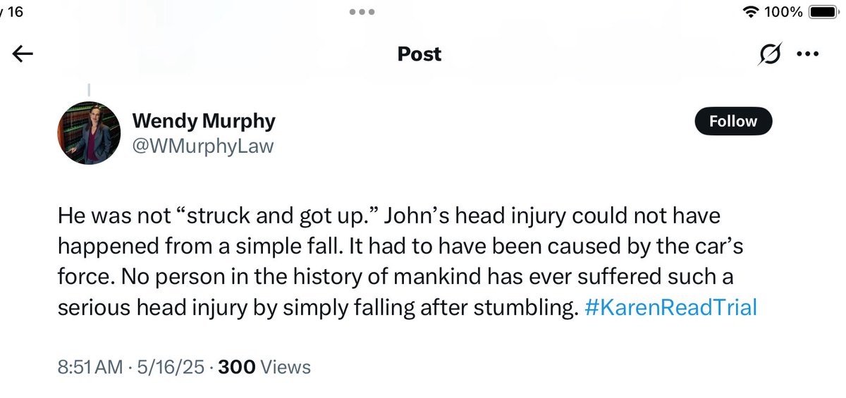 It appears Wendy has returned to Plevin’s crazy immaculate collision theory and has abandoned the pirouette and frozen ground. I think we are only a few weeks away from Wendy naming the Duke Lax players as co-conspirators.