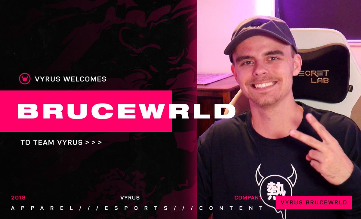 Vyrus Welcomes <a href="/ttvbrucewrld/">BruceWRLD</a> to Team Vyrus!

A Fortnite King with a bright smile and personality! He goes live tonight in 30 minutes! Be sure to welcome him on board and hype it up! 🔥

🔗 Twitch.tv/BruceWRLD